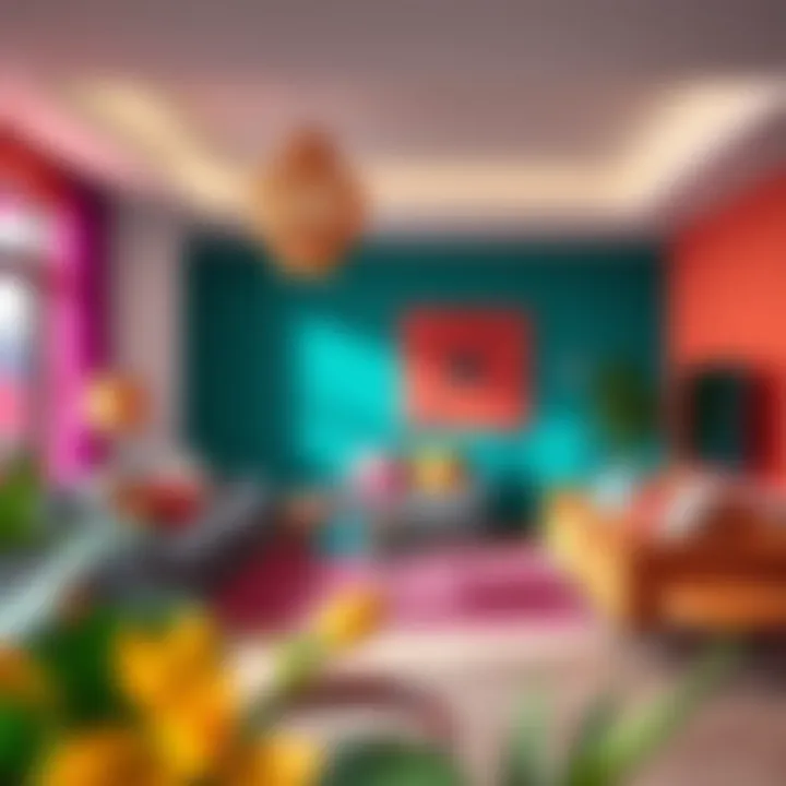Vibrant color scheme in a contemporary living space
