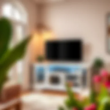 Corner TV stand perfectly placed in a cozy home corner