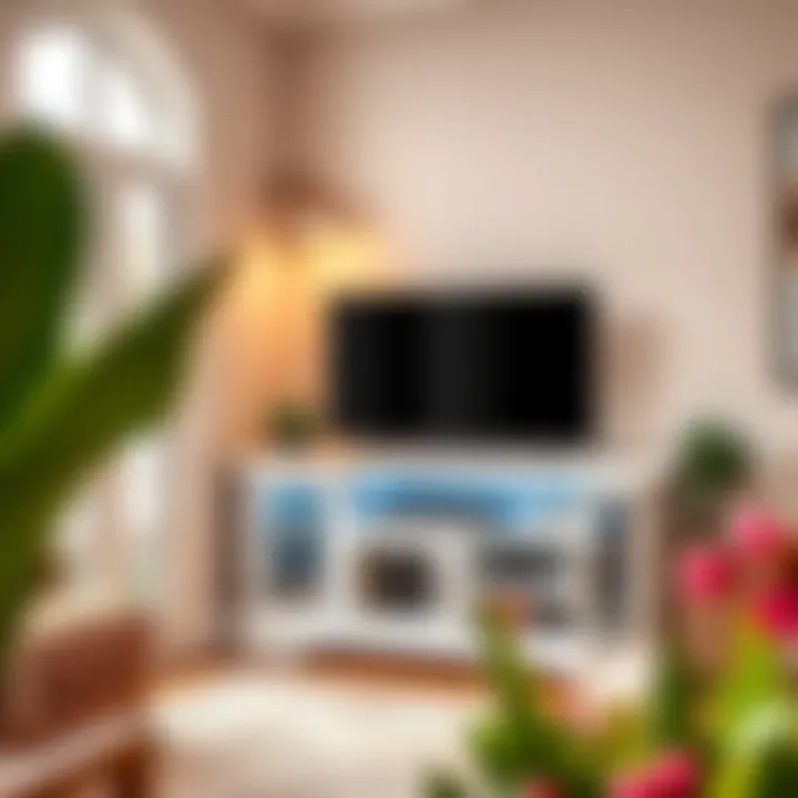 Corner TV stand perfectly placed in a cozy home corner