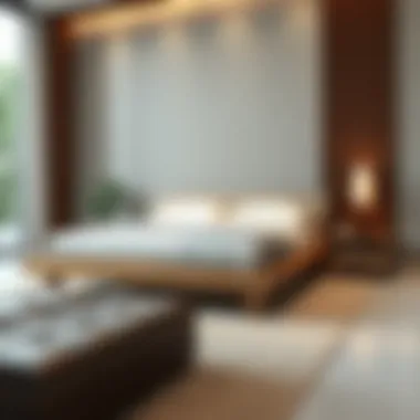 Elegant queen size Japanese platform bed showcasing minimalist design