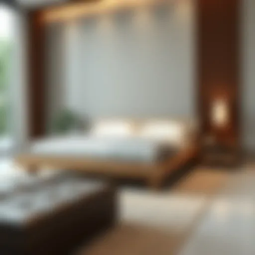 Elegant queen size Japanese platform bed showcasing minimalist design