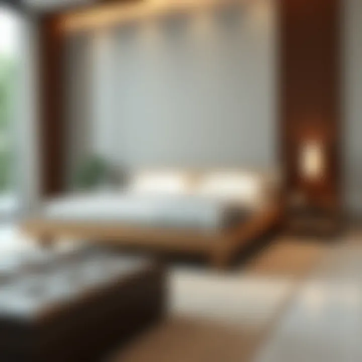 Elegant queen size Japanese platform bed showcasing minimalist design