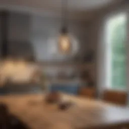 Elegant pendant lights above a kitchen table