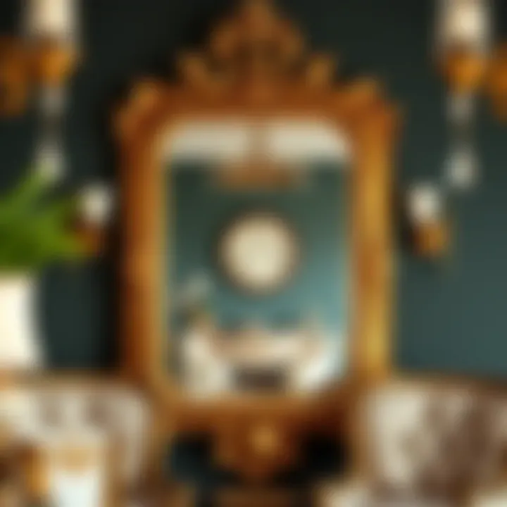 Vintage Charm: A Taste of History in Interiors Antique gold framed mirror showcasing vintage decor