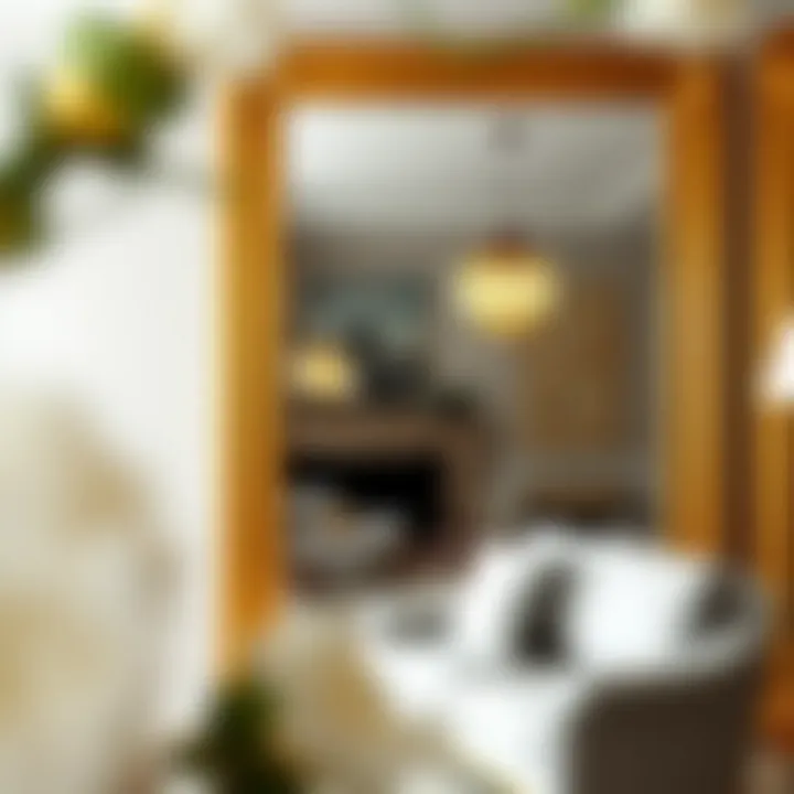 The Elegance of Reflection in Modern Design Elegant gold framed mirror reflecting a chic living room