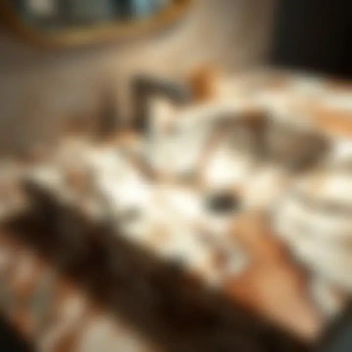 Close-up of the intricate veining of a marble sink