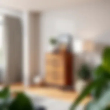 Modern tall dresser complementing minimalistic interior design