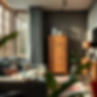 Stylish tall dresser in compact living space