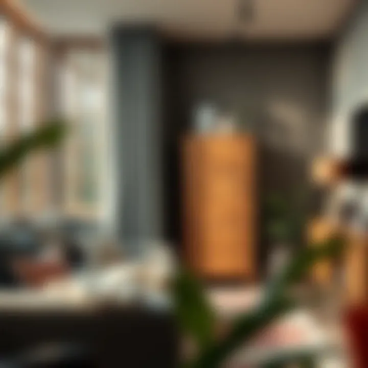 Stylish tall dresser in compact living space