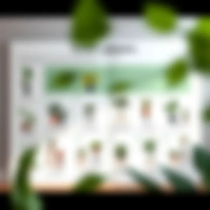 Plant Stand Arrangement Guide A tutorial layout illustrating various arrangements of plant stands in a compact living area.