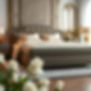 A luxurious king size bed adorned with a plush topper showcasing comfort and elegance.