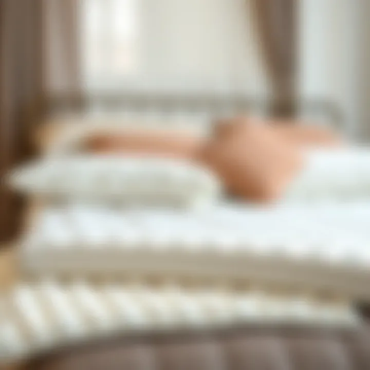 An array of bed topper materials including memory foam, latex, and down, emphasizing variety.