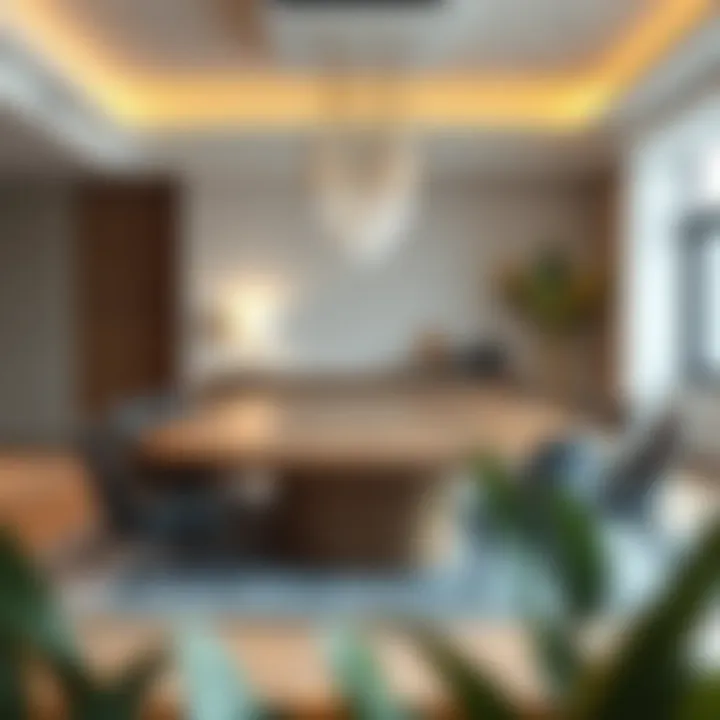 Aesthetic design of an oval conference table with natural materials