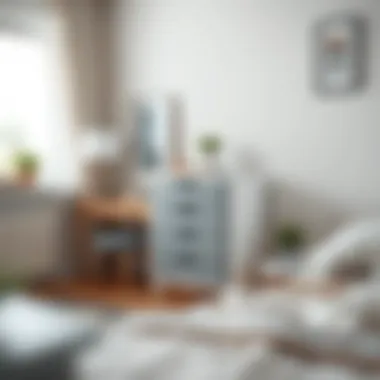 Plastic 3 drawer set used in a bedroom for storage