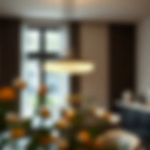 Elegant Illumination in Contemporary Dining Luxurious Possini pendant light illuminating a modern dining area.