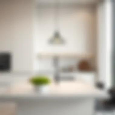 Sleek Possini pendant in a minimalist kitchen design.