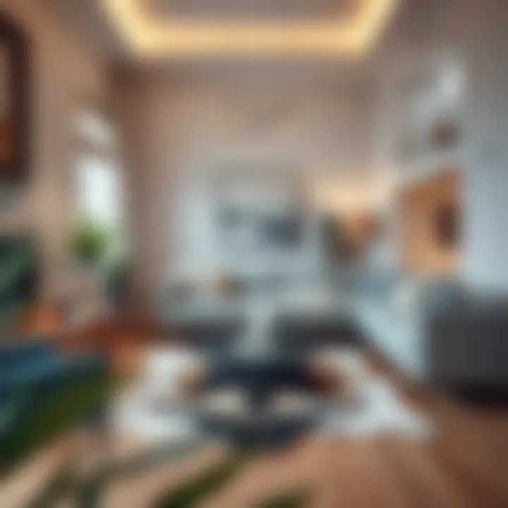 Cozy living room featuring a real animal rug as a centerpiece