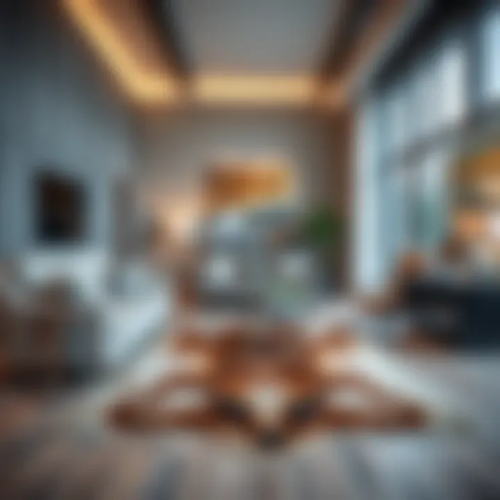 Stylish interior design incorporating a real animal rug