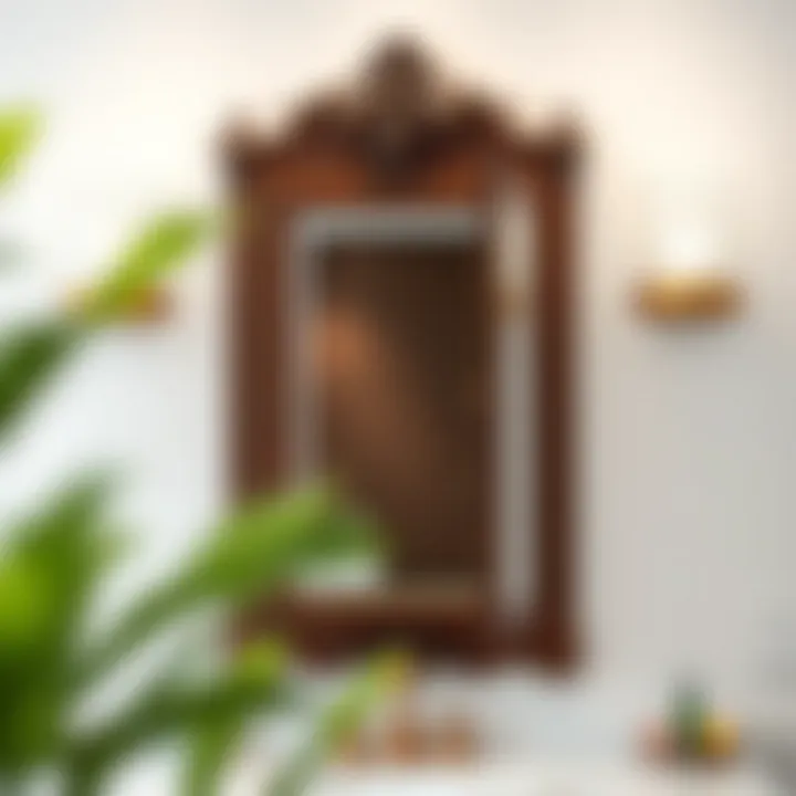 Luxurious wooden rectangular medicine cabinet with intricate detailing