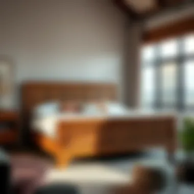 Stylish wooden king size bed frame showcasing craftsmanship
