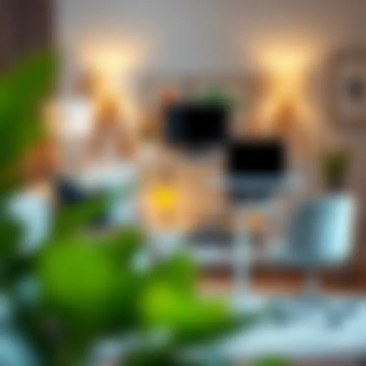 Small sit-stand desk in a stylish home environment