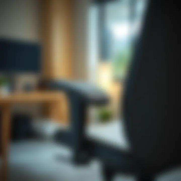 Close-up of ergonomic features of a standing computer chair