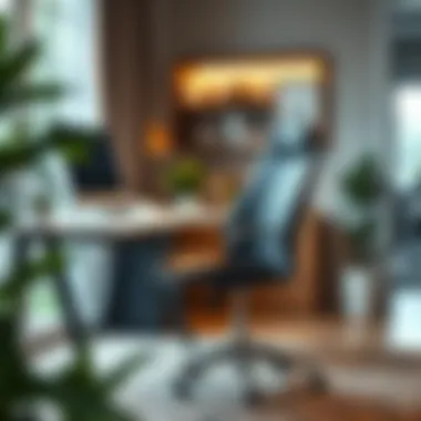 Trendy standing computer chair in a home office setting