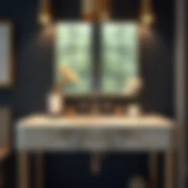 Stylish marble console sink with chic accessories