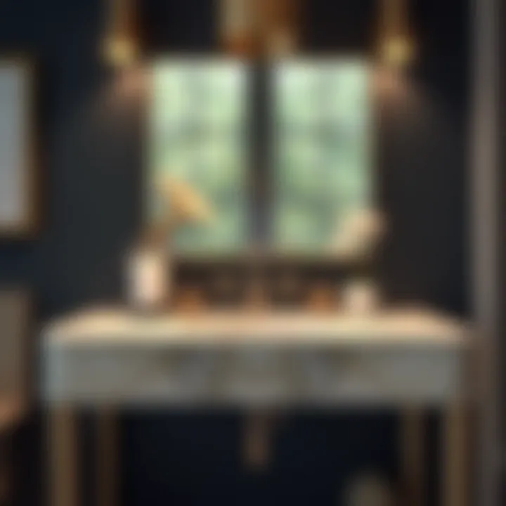 Stylish marble console sink with chic accessories