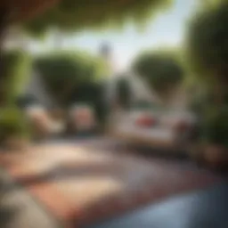 Elegant outdoor space featuring a 5x7 patio rug