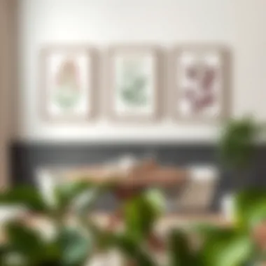 Charming Botanical Prints Charming botanical prints in a harmonious arrangement on a dining area wall