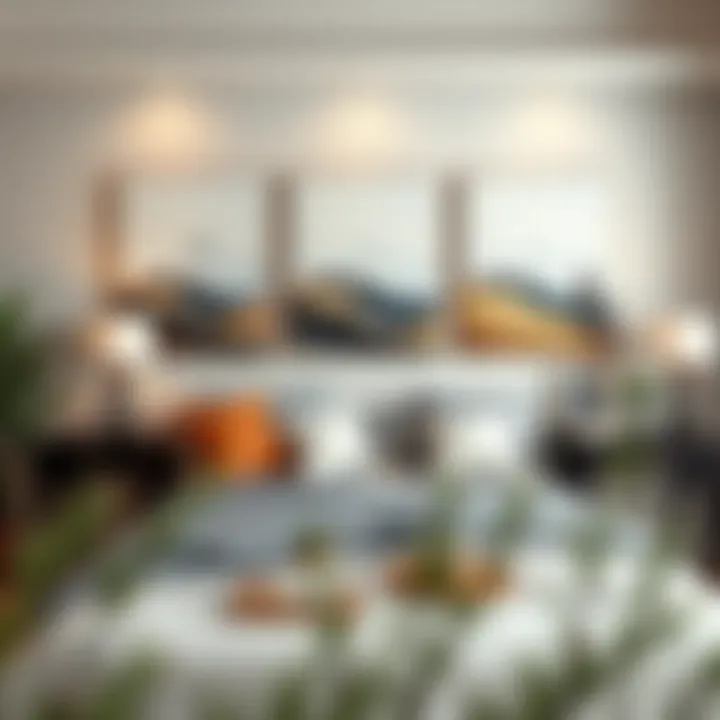 Serene Landscape Canvas Set Stylish canvas wall art set featuring serene landscapes in a cozy bedroom