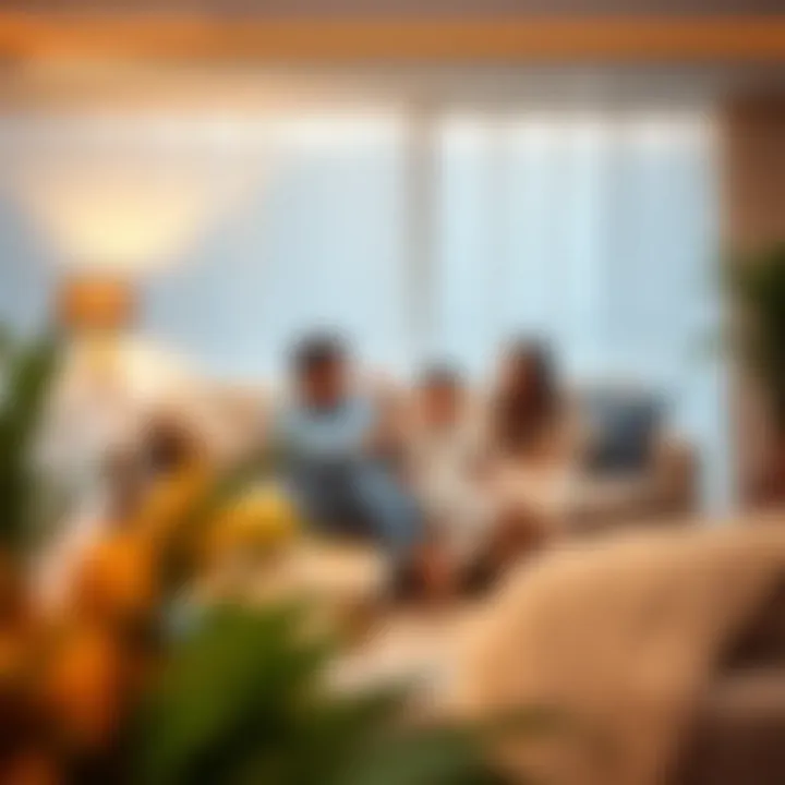 Family enjoying on a stylish sofa bed