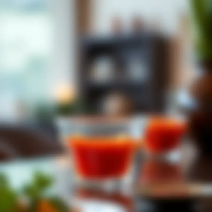 Vibrant Glass Presentation Stylish glass sauce container showcasing vibrant colors