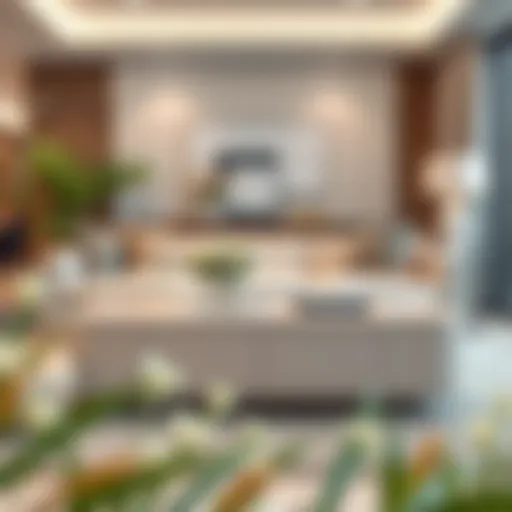 Elegant beige coffee table in a modern living room setting