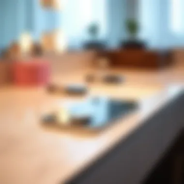 Close-up of Bluetooth controls on a sophisticated vanity