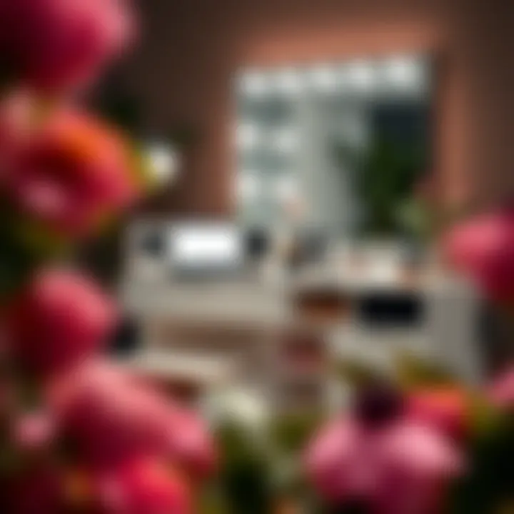 Stylish makeup vanity with storage solutions and Bluetooth