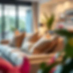 Stylishly arranged 35 inch pillows in a modern living room setting