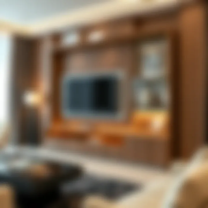 Elegant Integration of TV Stand and Bar Cabinet Elegant TV stand integrated with a stylish bar cabinet