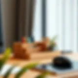 Minimalist Wooden Desk Organizer Elegant wooden desk organizer showcasing a minimalist design with compartments for stationery.