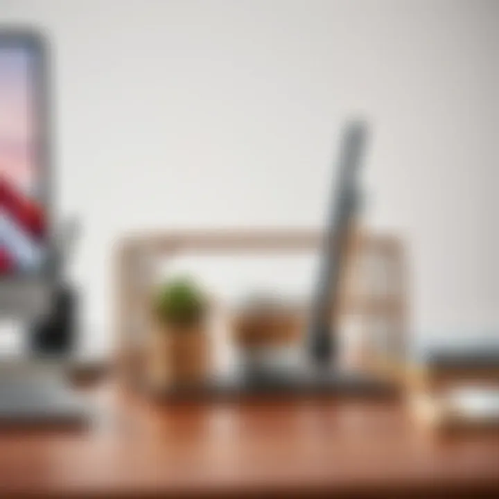 Modern metal desk organizer with sleek lines and a contemporary aesthetic, enhancing workspace efficiency.