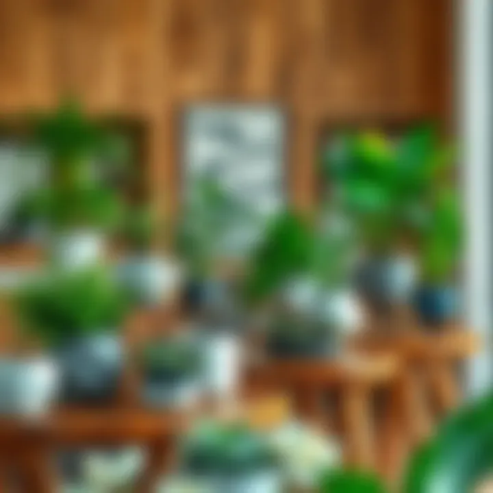 Indoor plant table showcasing various plant styles