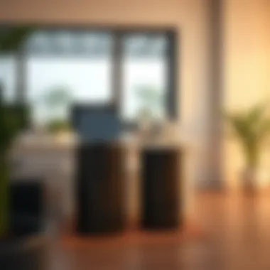 Innovative recycling bin design in a home office environment