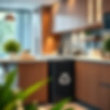 Modern recycling bin integrated into a stylish kitchen design
