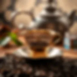 Elegant tea strainer displayed with fine tea leaves