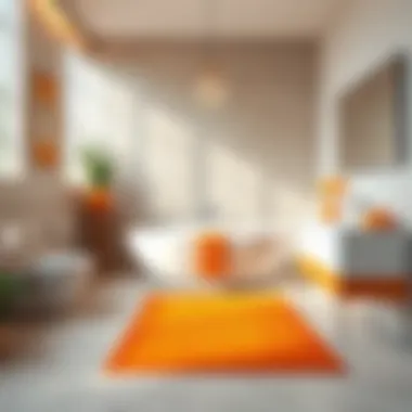 Orange bathroom runner harmonizing modern design