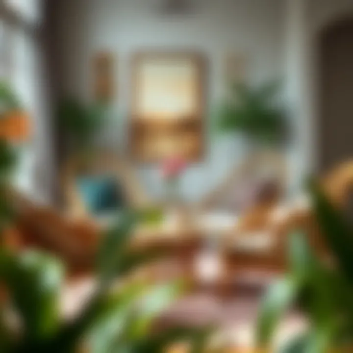 Stylish living room featuring rattan chairs and decorative pillows