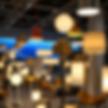 Variety of contemporary floor lights displayed in a showroom