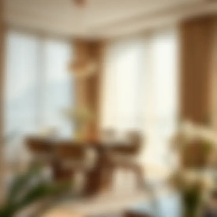 Aesthetic harmony of sheer and blackout curtains in an elegant dining area