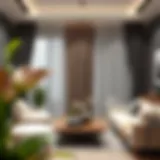 Modern Living Room with Sheer and Blackout Curtains Elegant combination of sheer and blackout curtains in a modern living room setting